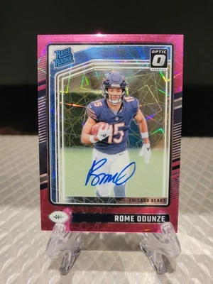 Rome Odunze 2024 Donruss Optic RC Clasificado Novato Automático Rosa Velocidad 50/50 Osos Foto 1 de 4