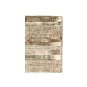 2'x3' Beige-Rust Modern Grass Design Hand Knotted Wool with Silk Mat Rug R76636 - Picture 1 of 5