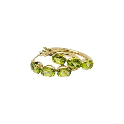 10K Yellow Gold Natural 3.00 CTW Oval Cut Peridot 19.50mm Hoop Earrings - Image 1 of 4