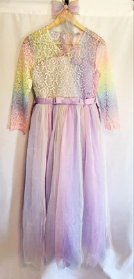 GIRLS 14/16 Rainbow Twirl Dress Tulle Pastel Daddy-Daughter Dance Worn once!  - Image 1 of 4