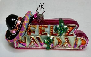 Vintage Christopher Radko Feliz Navidad Mexiko Ornament Weihnachten mundgeblasenes Glas SCHÖN! - Bild 1 von 3