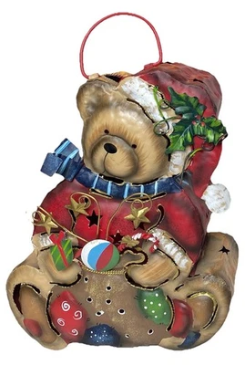 Linterna portavelas votiva de Navidad de oso de peluche de metal sin marca Foto 1 de 4