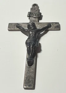 925 Sterling Silver Antique Large 2 1/8" Crucifix Cross Religious Pendant - Picture 1 of 7