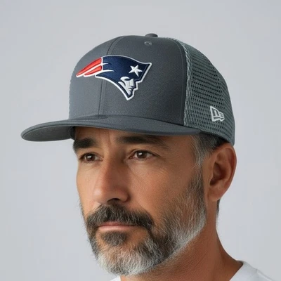 NE 9Fifty New England Patriots Snapback Trucker Hat NWT OSFM Gray Adjustable - Image 1 of 4
