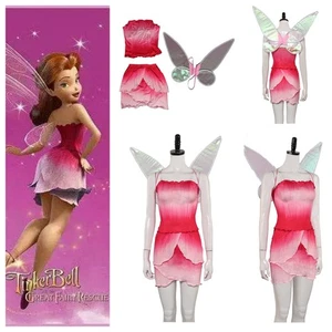 Film Tinker Bell Rosetta Cosplay Costume+fairy Wing Halloween Rosetta Dress set - Picture 1 of 9