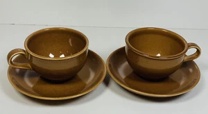 2 Russel Wright Irokesen Casual Porzellan Reife Aprikose Kaffeetasse und Untertasse Set MCM - Bild 1 von 8