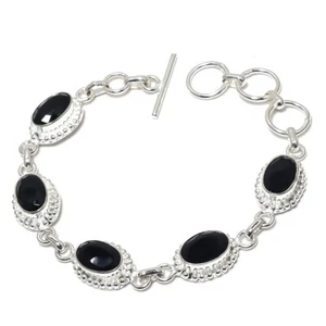 Back Spinel Gemstone Handmade 925 Sterling Silver Jewelry Bracelet Size 7-8" - Picture 1 of 1