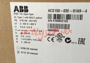 ONE Neu ABB Wechselrichter ACS150-03E-01A9-4 220V 0.55KW - Picture 1 of 3