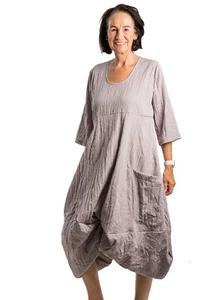 Champagne Horatio Kleid 3/4 Arm Flieder Gr. XL Ballonform mit Tasche Viscose Gem - Bild 1 von 4