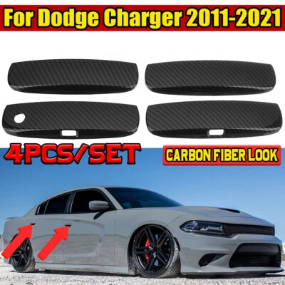For 2011-2019 2021-2022 Dodge Charger CARBON FIBER Door Handle COVERS Overlays Foto 1 de 4