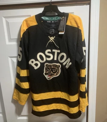 波士顿棕熊队 2023 年冬季经典 Linus Ullmark 阿迪达斯正品球衣 46 阅读* — 第 1/4 张图片