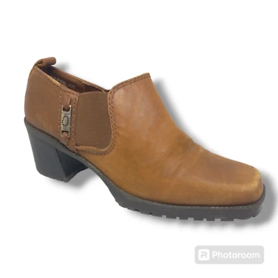 Mocassim Nicole Peeper salto robusto-tamanho 7M-couro vegano-salto bloco-Y2K - Imagem 1 de 4