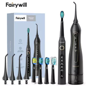 Fairywill Water Flosser Electric Toothbrush Set Cordless Teeth Cleaner 4 Nozzles - Picture 1 of 7