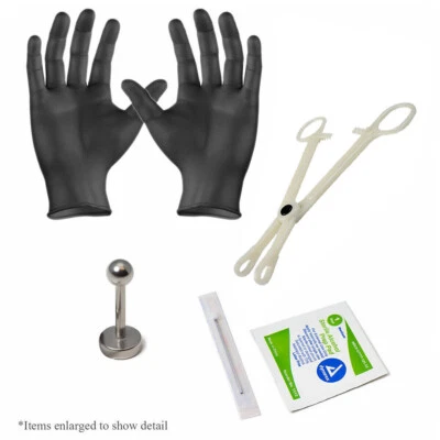 Lip Labret Piercing Kit 16g 3/8" All You Need for Professional Results. - Image 1 of 4