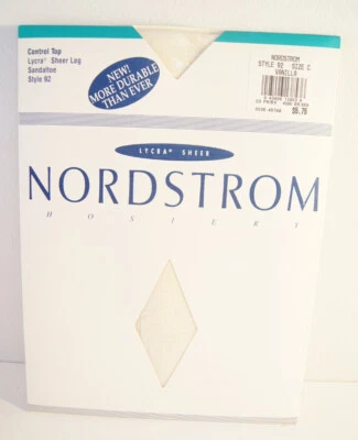 Nordstrom Hosiery Style 92 Size C Vanilla Control Top Lycra Sheer Sandaltoe New - Image 1 of 2
