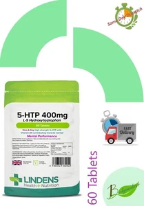 5 HTP 400mg (paquete de 60 tabletas) Griffonia Simplicifolia semillas extracción LINDENS UK - Imagen 1 de 17