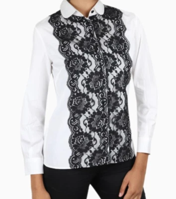 Camisa de algodón con detalle de encaje blanca talla 38 original DOLCE & GABBANA $1700 seminuevo Foto 1 de 4