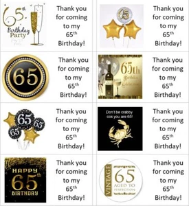 40 etichette/adesivi/torta/festa/dolci/sacchetto oro 65° compleanno personalizzati - Foto 1 di 1