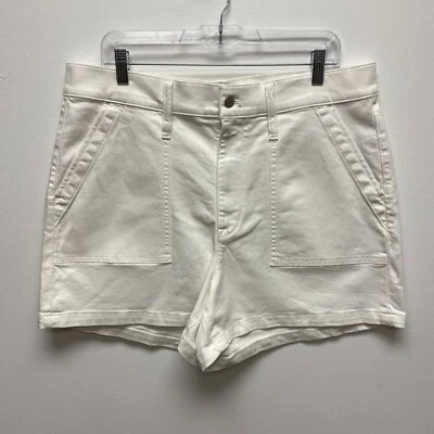 J Crew Womens White Utility Denim Pockets Stretch Flat Front High Rise Shorts 33 - Image 1 of 4