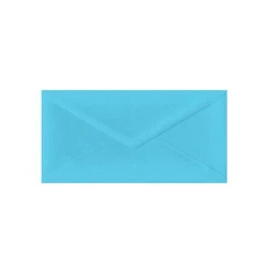 110 x 220 Mid Blue DL Envelope | Gummed | 120gsm V-Flap Turquoise Blue Envelope - Picture 1 of 3