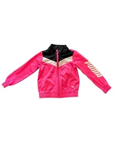 Puma Pink Black Zip-Up Jacket Girls Size 4T - Picture 1 of 6
