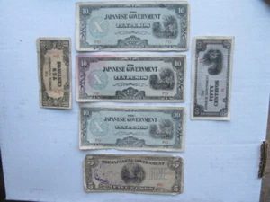 Nice Collection of 6 WWII Japanese Invasion Currency, Script, Philippine Pesos - Picture 1 of 2