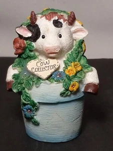 Country COW FIGURINE Decor Couple flower pot collector Mary's MOO MOO's? Vintage - Picture 1 of 12