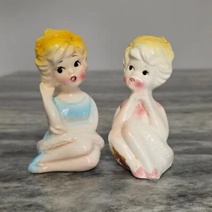VTG Lefton Enterprise Exclusive Ladies Sitting Salt & Pepper Shaker Set Japan - Picture 1 of 23
