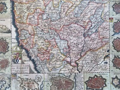 Piedmont Northern Italy Turin Cuneo 1708 De La Feuille map city plans surround - Image 1 of 4