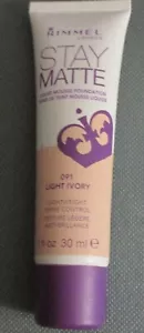 Rimmel London Stay Matte Mousse Foundation-091 LIGHT IVORY 1 fl. oz./30 ml. NEW - Picture 1 of 2