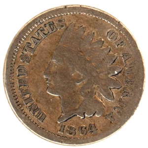 CIVIL WAR ISSUE ~ 1864 INDIAN HEAD PENNY ~ IN VERY GOOD CONDITION ~ 1c START - Picture 1 of 3