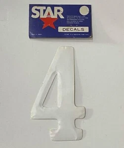 NOS BMX Motocross number plate number 4 White vintage oldschool Star brand  - Picture 1 of 1