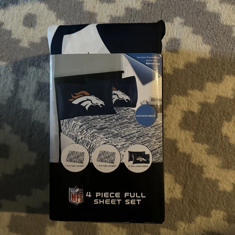 NFL Denver Broncos Microfiber Full Bedding Sheet Set 4 Piece Set Cover