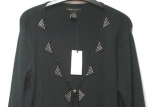 NEW DESIGNER BCBGMAXAZRIA  ART DECO STYLE CARDIGAN CRYSTAL + BEAD XL RRP £120  - Picture 1 of 4