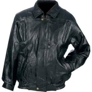 Herren Medium Lederjacke Flieger Bomber Mantel schwarz gefüttert  - Bild 1 von 2