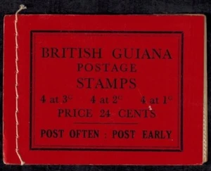 British Guiana 1945-9 SB 9e Deep Red Booklet Stitched Left XF CV L90 - Picture 1 of 2