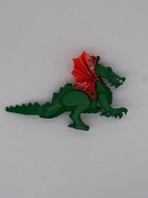 Lego Classic Green Dragon Figure w Red Wings, 6056 6076 6082 6087 Vintage Knight