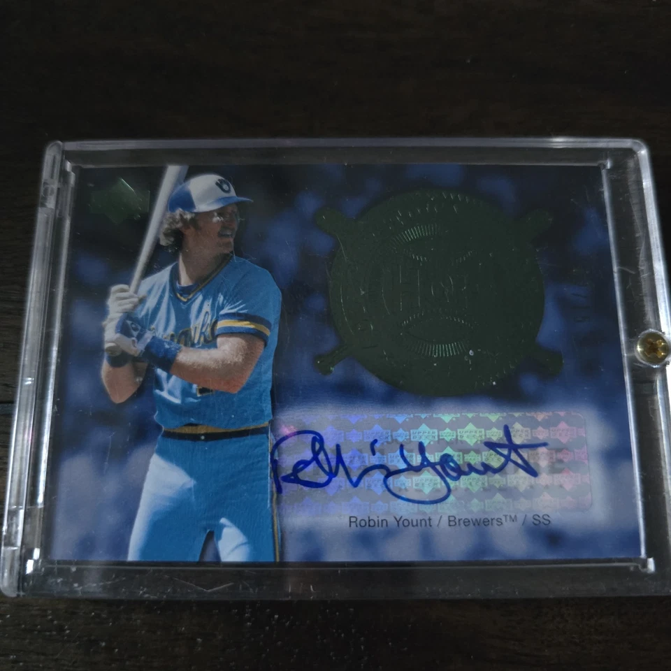 Cooperstown Calling Robin Yount 2005 Upper Deck HOF verde 25/02 automático Foto 1 de 3