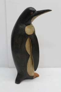 Pingüino de arte popular de madera tallada vintage de 12" - Imagen 1 de 7