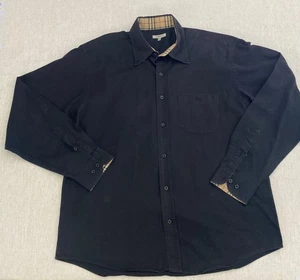 Camicia Burberry con bottoni uomo XXL nera colletto manica lunga bordo a quadri tasca - Foto 1 di 10