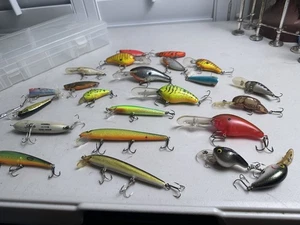 24pc Crankbait Set with Case, Multi-Color, Bass Lures, Used Case - Picture 1 of 18