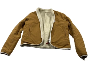 TOPO Designs Damen Wendejacke Zip Sherpa beige braun Fleece Mantel Gr. L - Bild 1 von 8