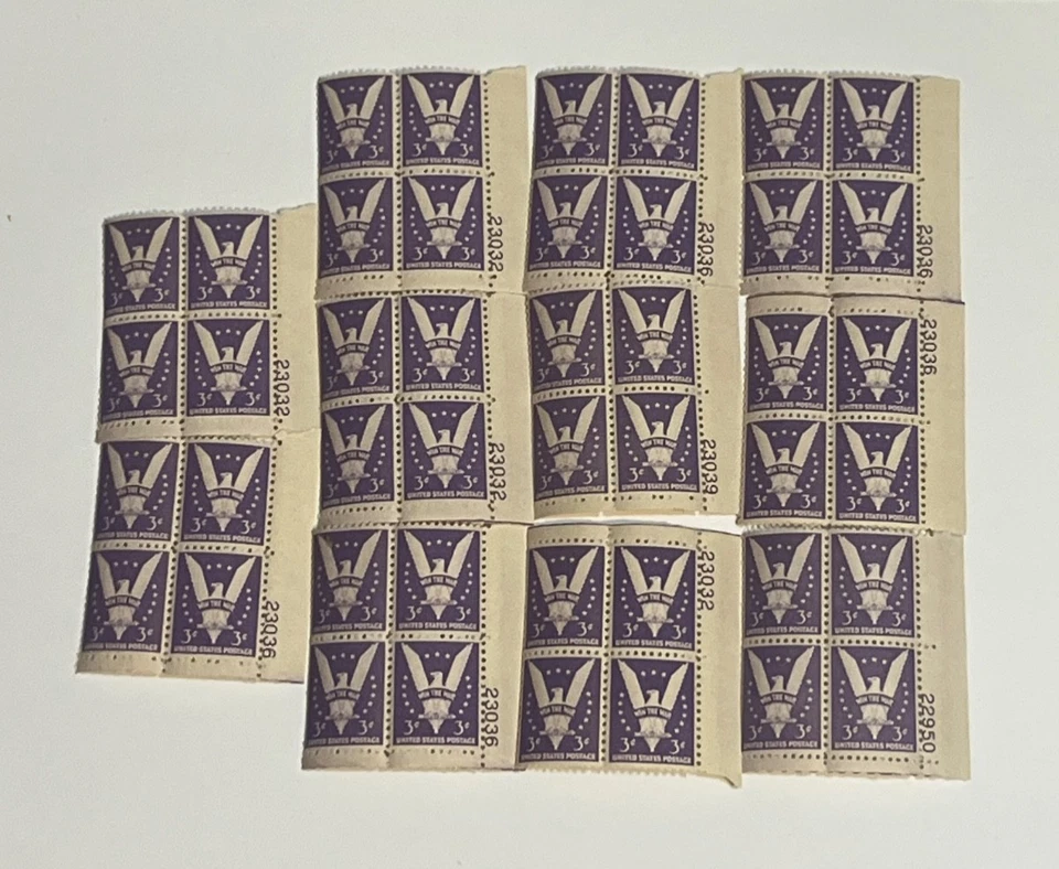 Lot of 11 US Stamp Plate blocks, SC#905 3c 1942, MNH, OG - Image 1 of 1