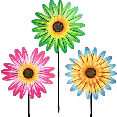 3PCS Sunflower Pinwheels Outdoor Wind Spinners, Colorful Flower Windmill Deco... - Image 1 of 4