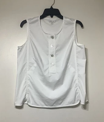 Blusa J Jill Camisa Blanca Colección Sin Mangas Algodón Elastizada Mediana Pequeña Foto 1 de 4