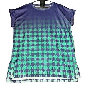 LuLaRoe Top Womens Size Medium Blue Green Plaid Cap Sleeve Simply Comfortable - Picture 1 of 10