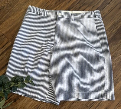 Pantalones Cortos Chinos Brooks Brothers 346 Azul Blanco Rayas Seersucker Para Hombre Talla 34 Foto 1 de 4