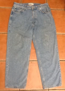 Mens JACK & JONES Baggy / Eddie Stonewashed Blue Cotton Denim Jeans Size W34 L30 - Picture 1 of 7