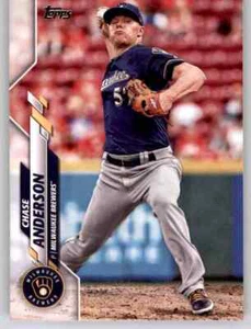 2020 Topps Series 1 Chase Anderson Base Card MLB PWE Set Break Brewers #62 - Picture 1 of 2