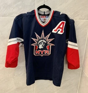 Leetch New York Rangers #2 Blue "Statue of Liberty" CCM NHL Jersey Boys L/XL - Picture 1 of 7